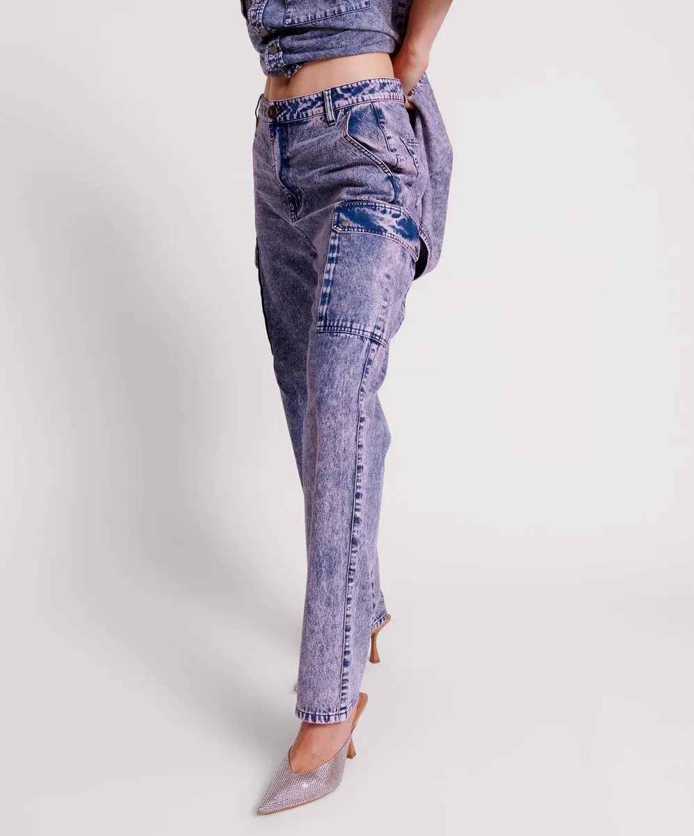 PURPLE RAIN CARGO MOTION DENIM JEANS