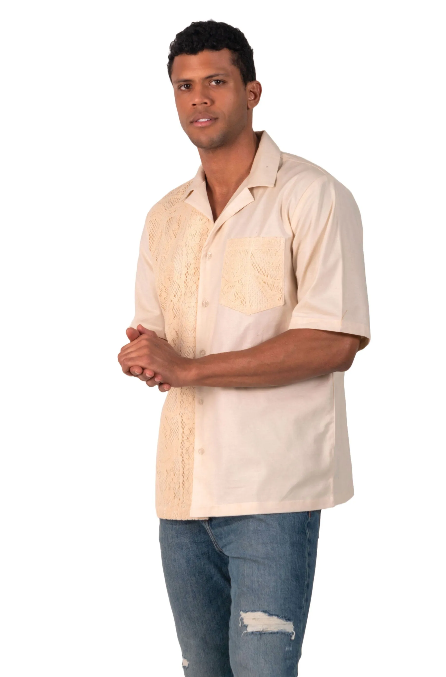 Roman Men's Crochet Relaxed Fit Shirt
