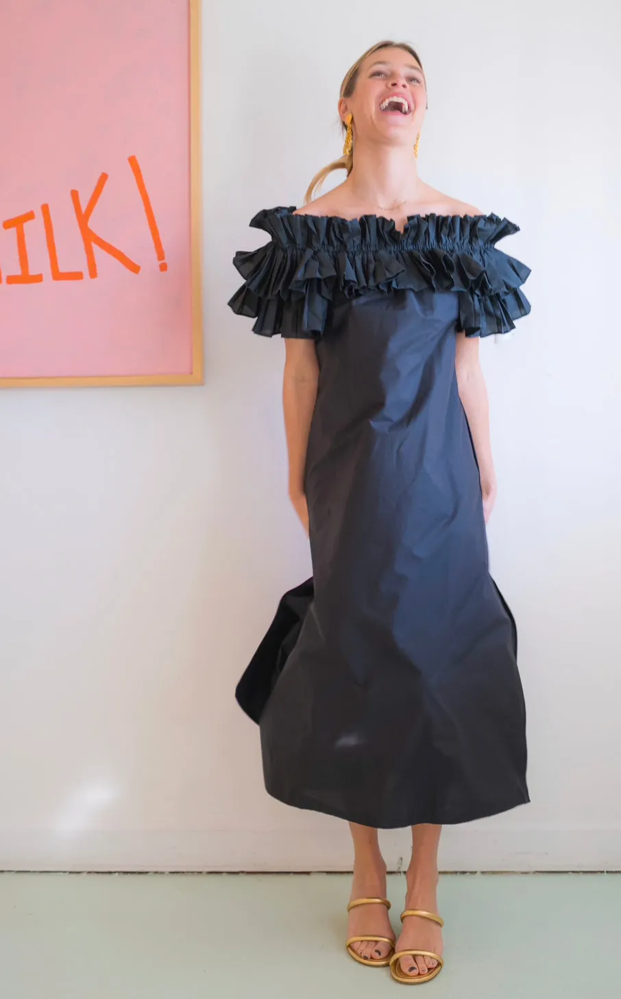 Ruffle Dress in Black