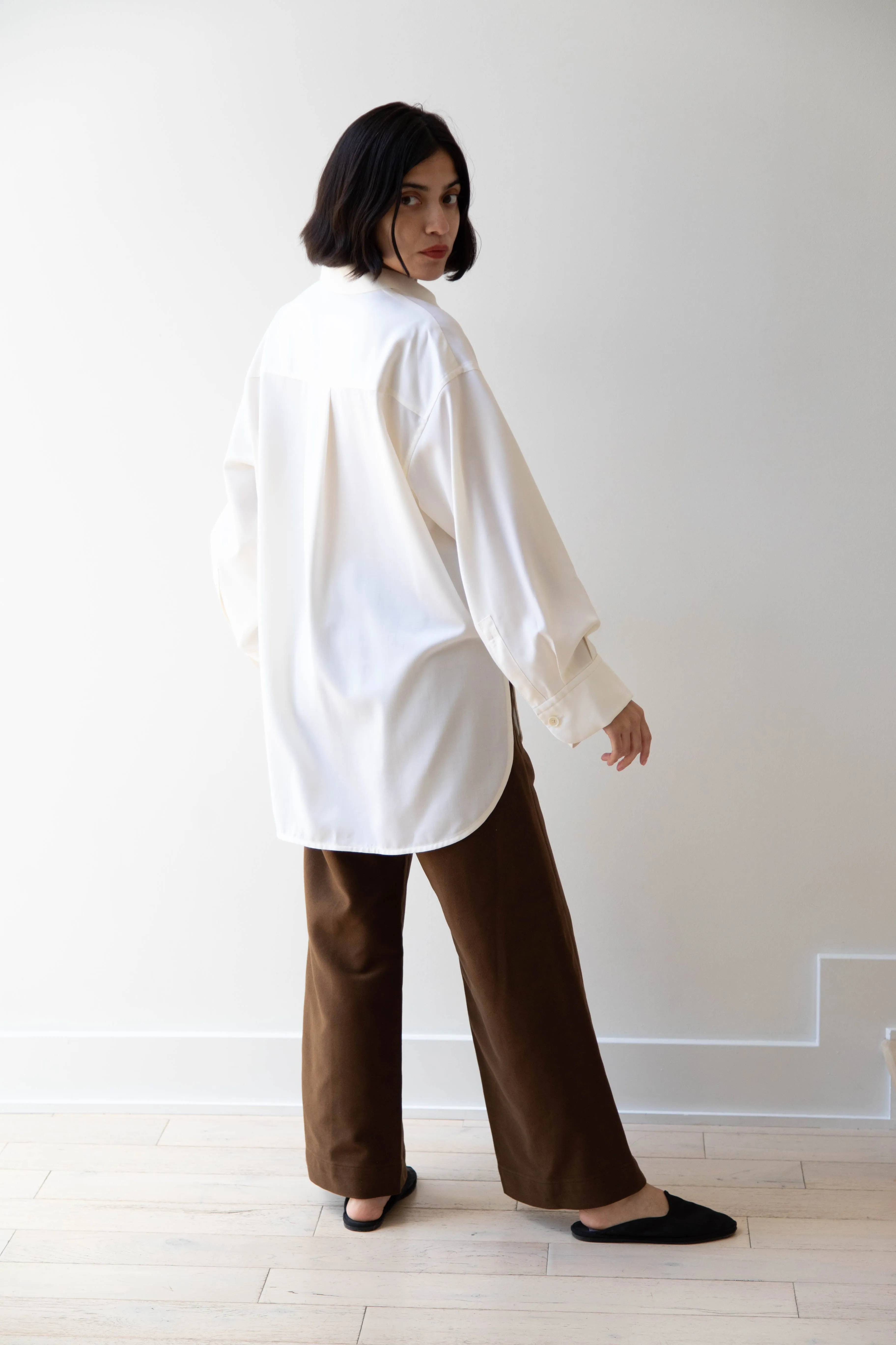 Sayaka Davis | Oversized Shirt in Ivory Wool Gabardine