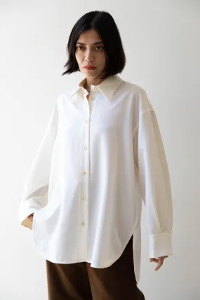 Sayaka Davis | Oversized Shirt in Ivory Wool Gabardine
