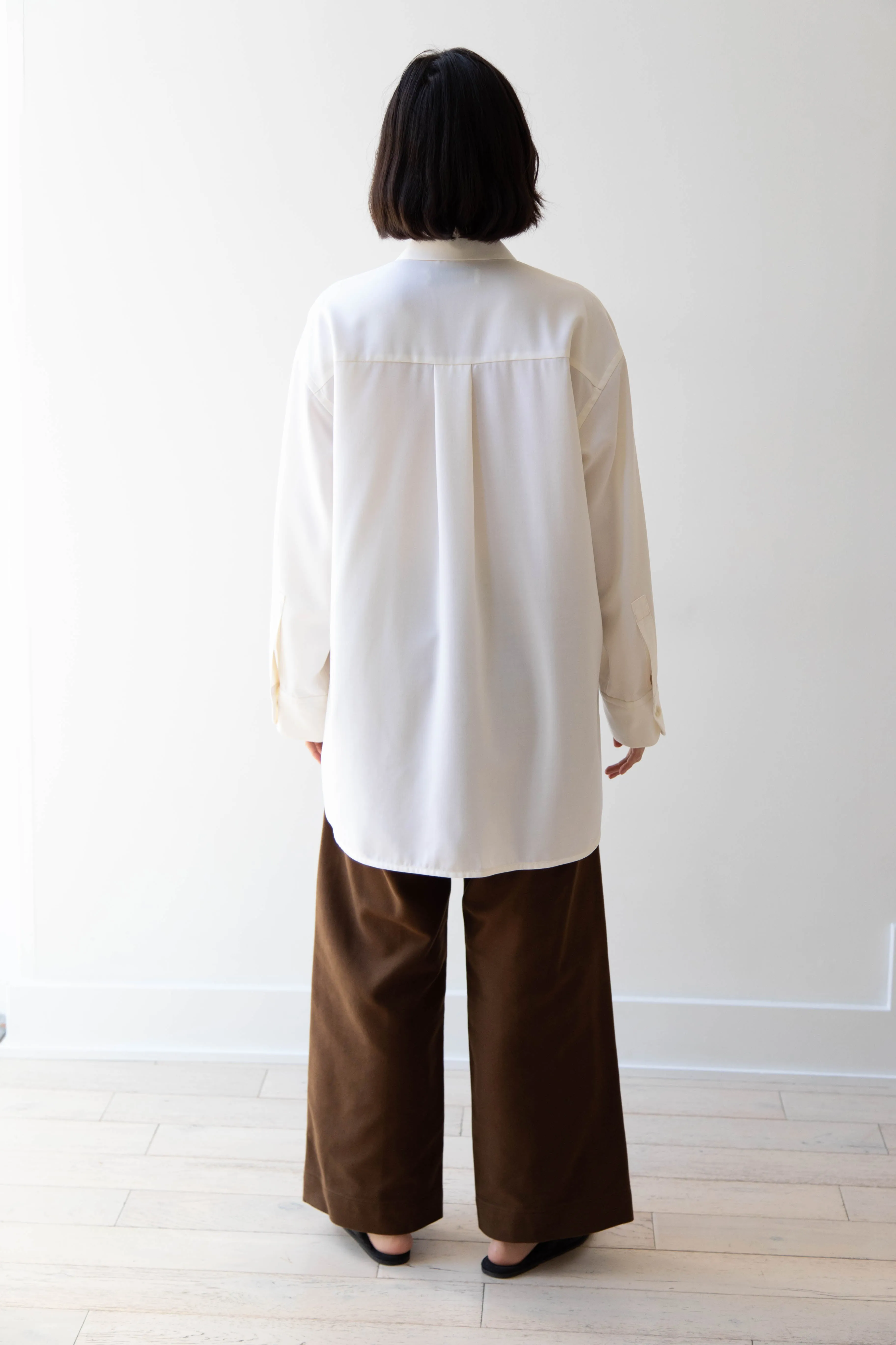 Sayaka Davis | Oversized Shirt in Ivory Wool Gabardine