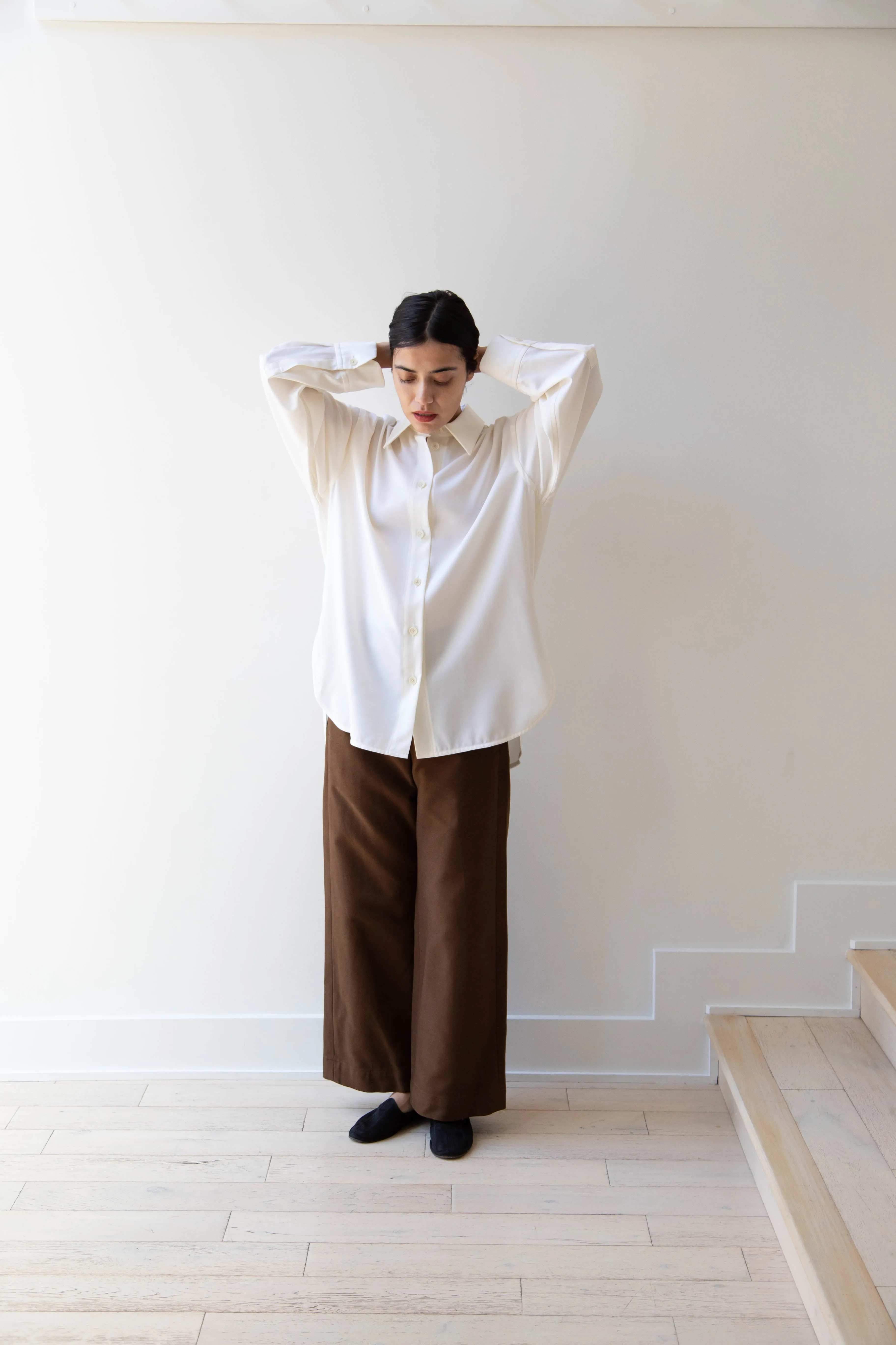 Sayaka Davis | Oversized Shirt in Ivory Wool Gabardine