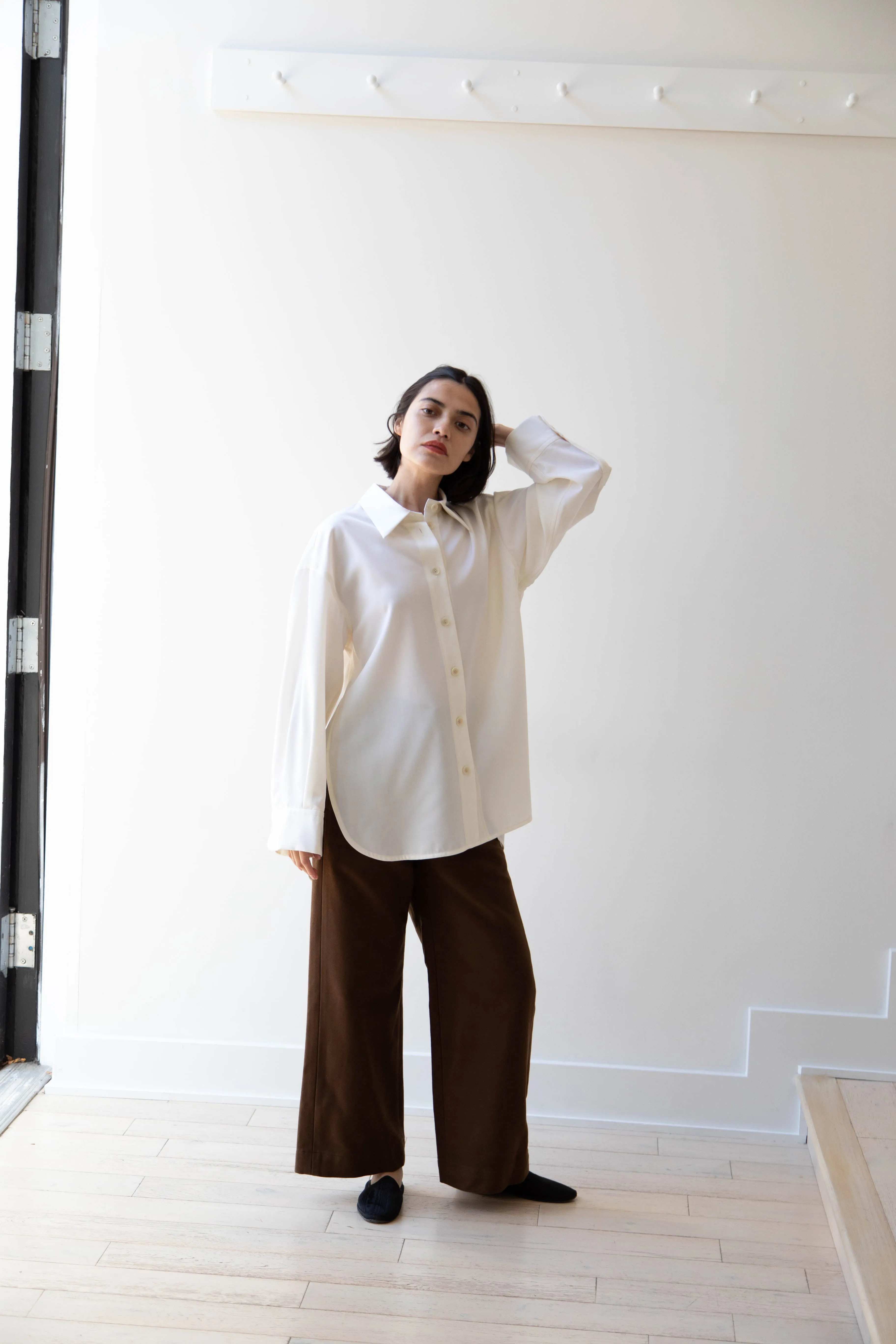Sayaka Davis | Oversized Shirt in Ivory Wool Gabardine