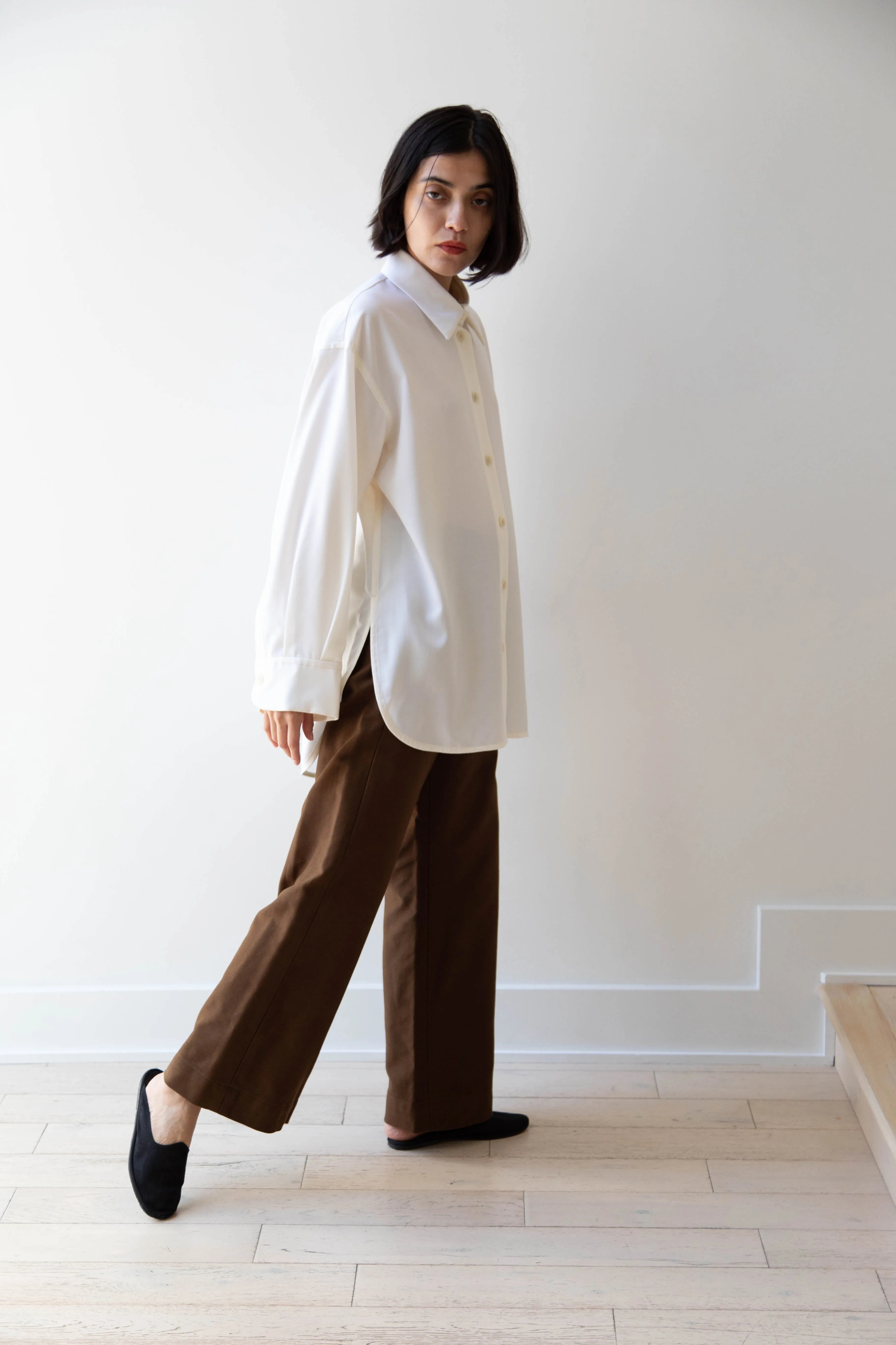 Sayaka Davis | Oversized Shirt in Ivory Wool Gabardine