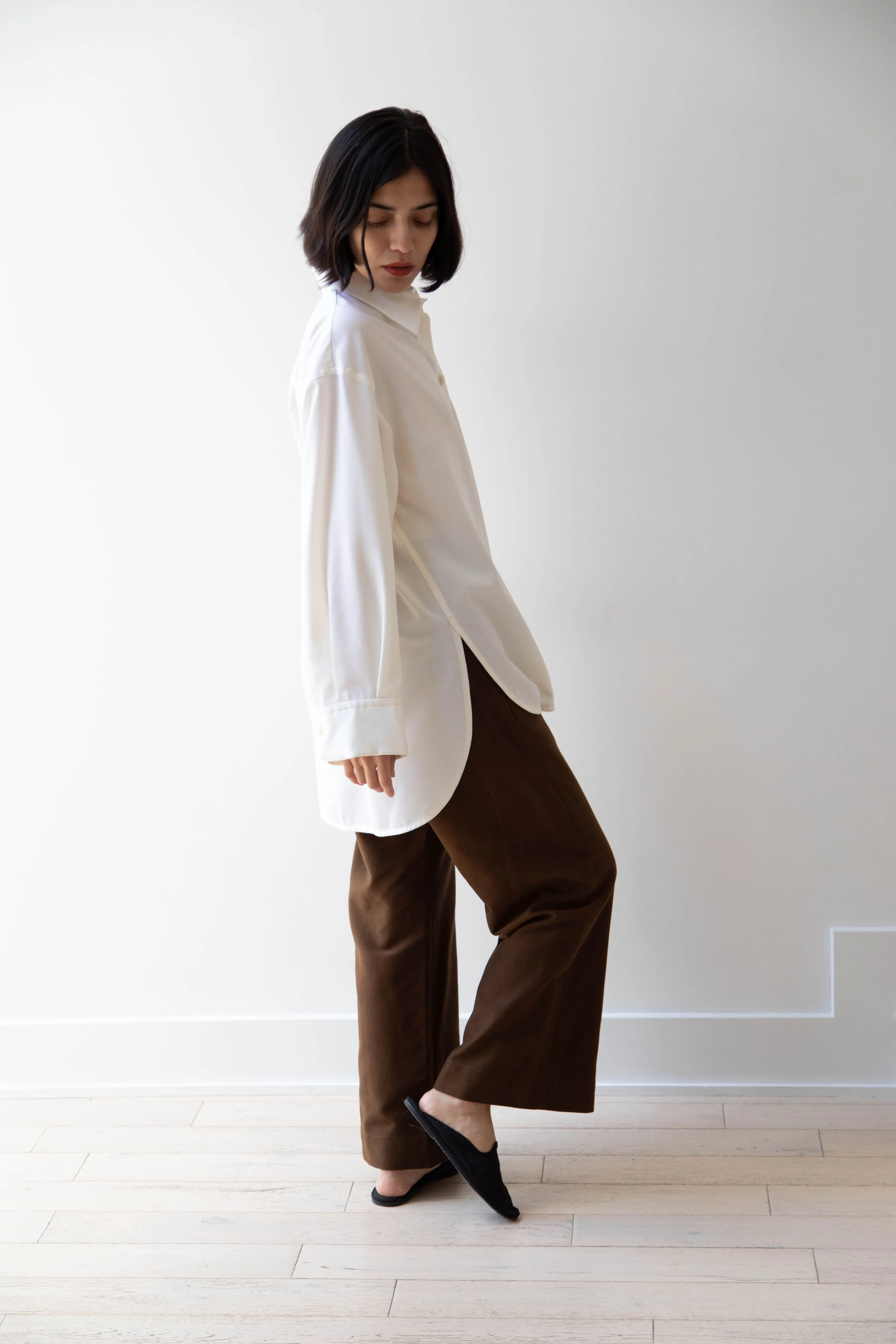 Sayaka Davis | Oversized Shirt in Ivory Wool Gabardine