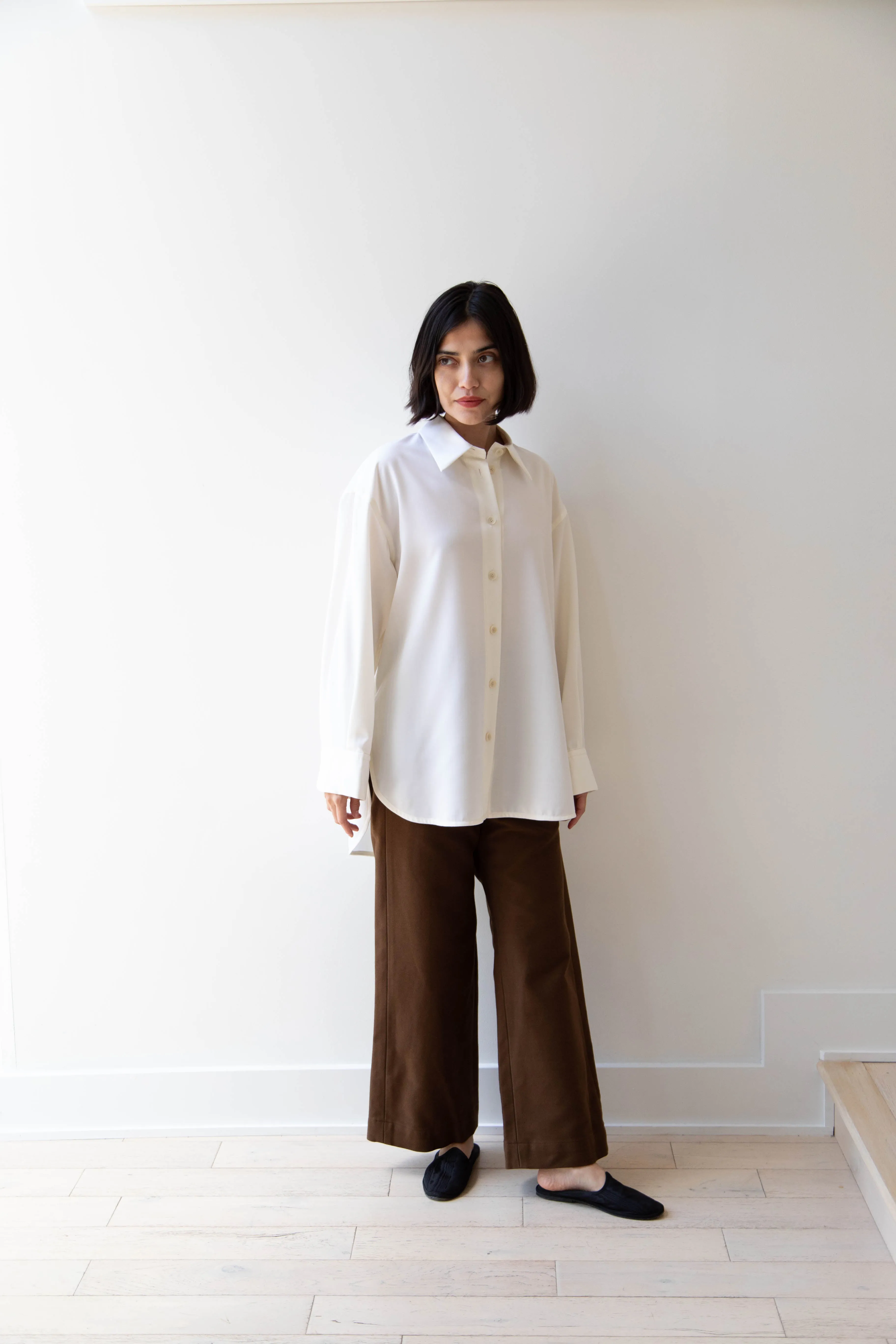 Sayaka Davis | Oversized Shirt in Ivory Wool Gabardine