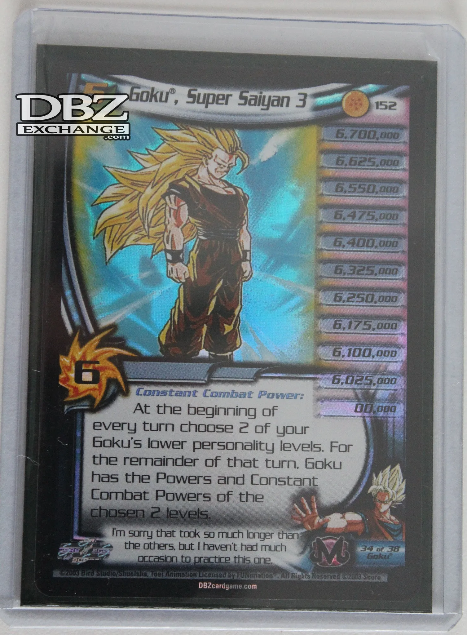Sealed 152 Goku Super Saiyan 3 Lv5