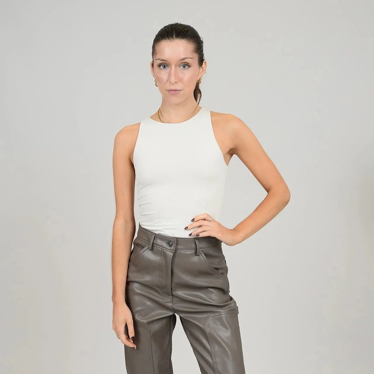 SECOND SKIN BY RD STYLE WOMEN'S ROXANNA SLEEVELESS CREWNECK BODYSUIT -  CHAMPAGNE