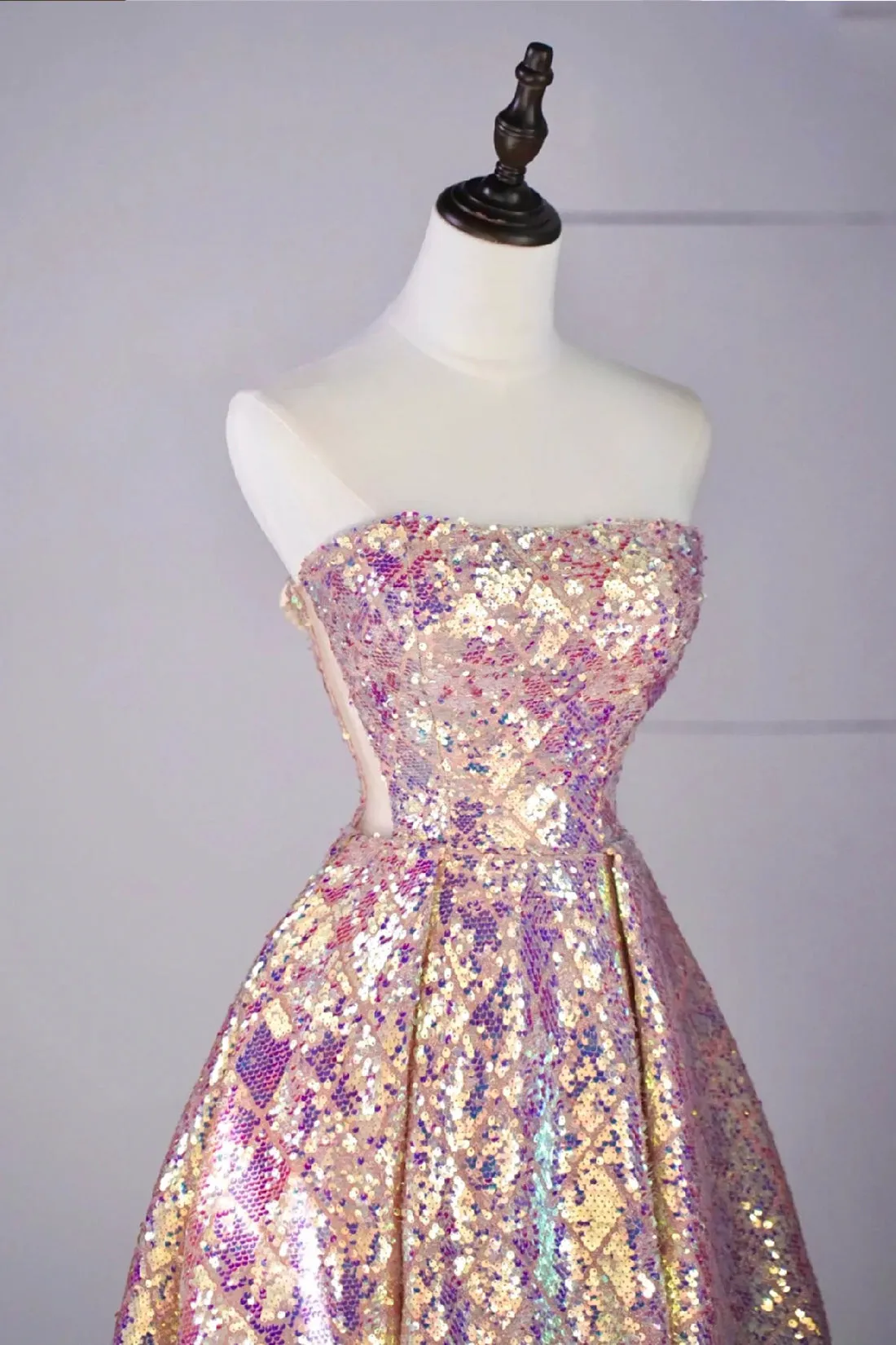 Shiny Sequins Floor Length Prom Dress, Off the Shoulder Evening Party Dress