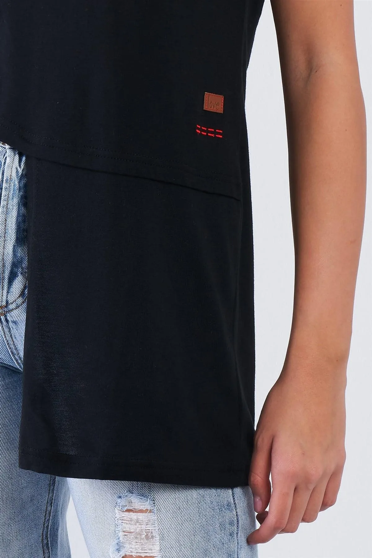 Short Sleeve "Love Is The Answer" Asymmetrical Hem Top