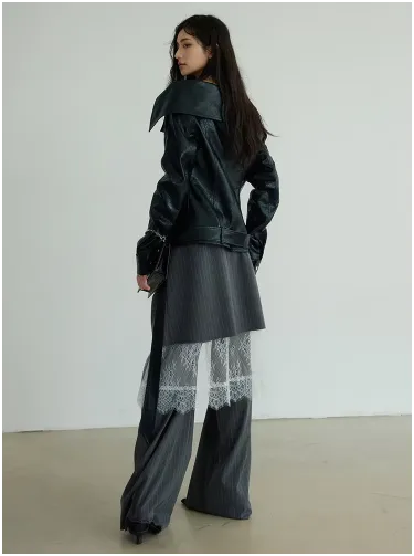 Shu Pinstripe Lace Skirt Pants