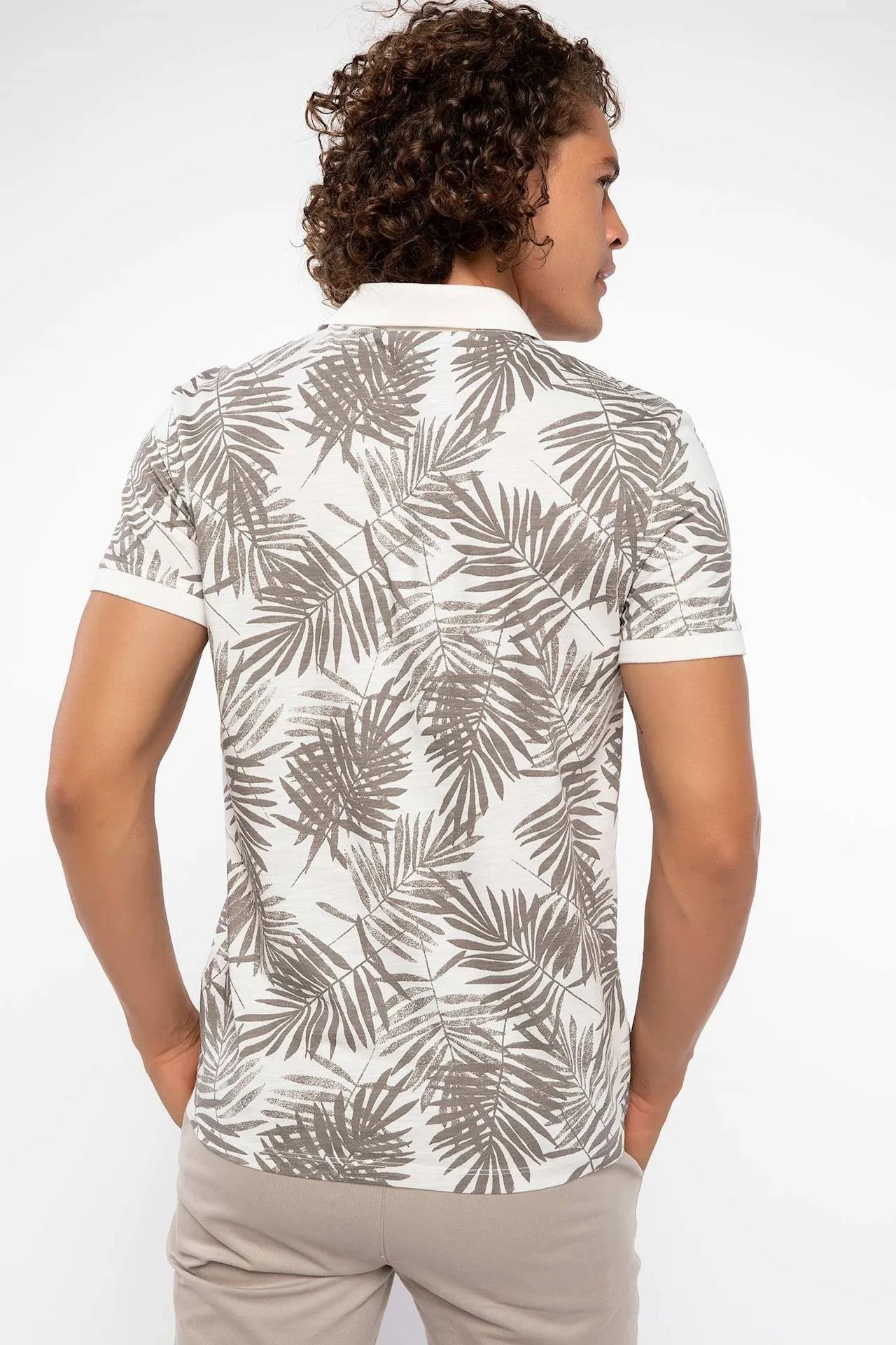 Sidiou Group Men's Patterned Polo Neck T-Shirt