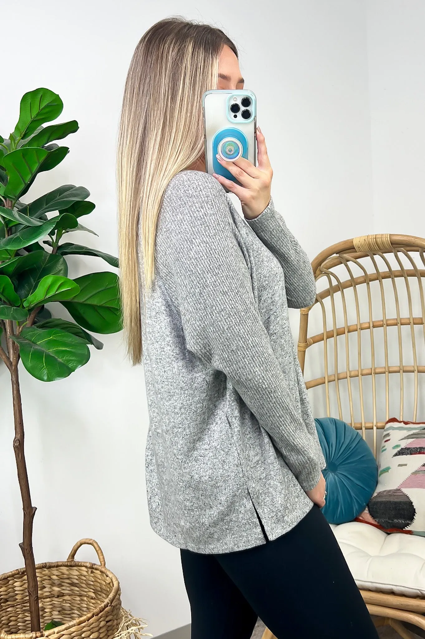 Sierrah V-Neck Soft Ribbed Knit Top - FINAL SALE