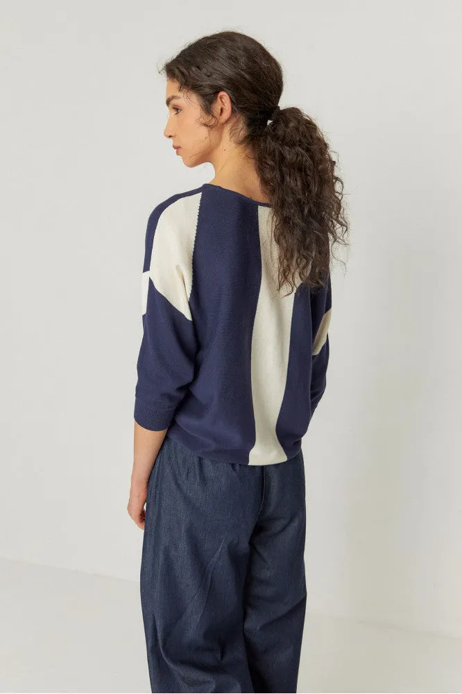SKFK Naike Navy & Cream Sweater