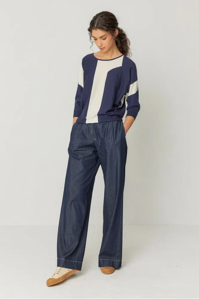 SKFK Naike Navy & Cream Sweater