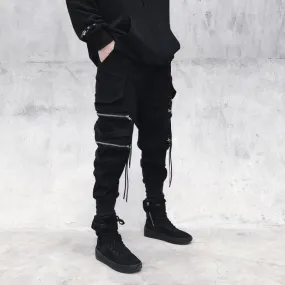 Spectre8 Black Cargo Pants for mens korean streetwear joggers