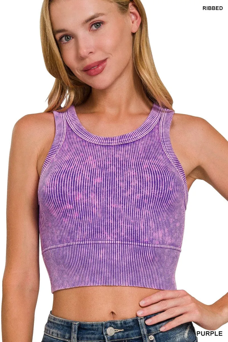 Stone Washed Ribbed Seamless Top