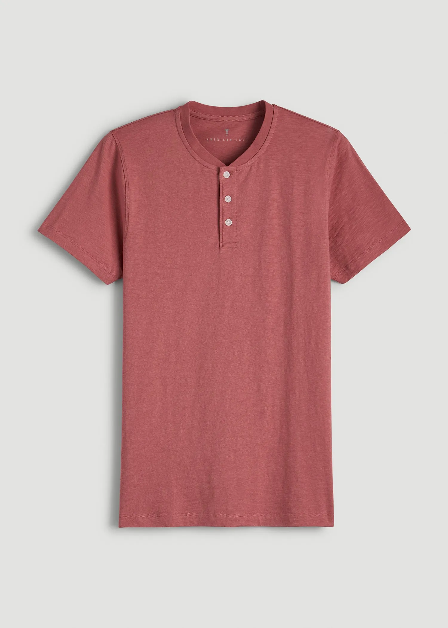 Sunwashed Short Sleeve Slub Henley for Tall Men in Dusty Cedar