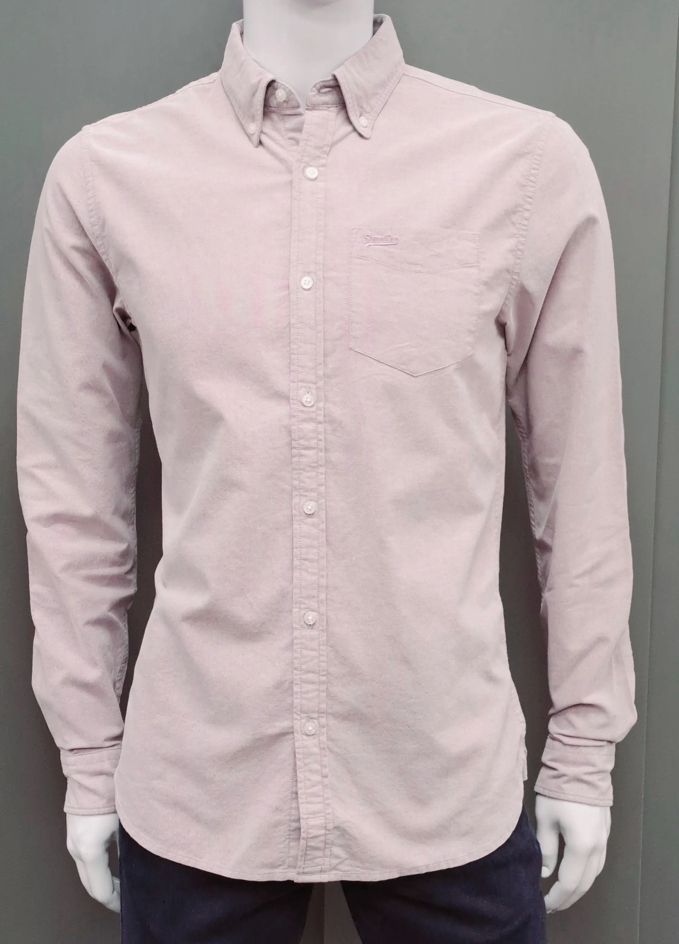 Superdry Vintage Washed Oxford Long Sleeve Shirt - Grape Jam Purple