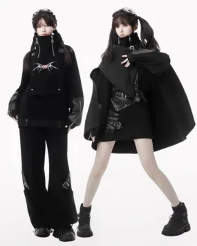 Techwear Sweet Girl Hoodie Pants And Cargo Skirt Set（Sold Separately）
