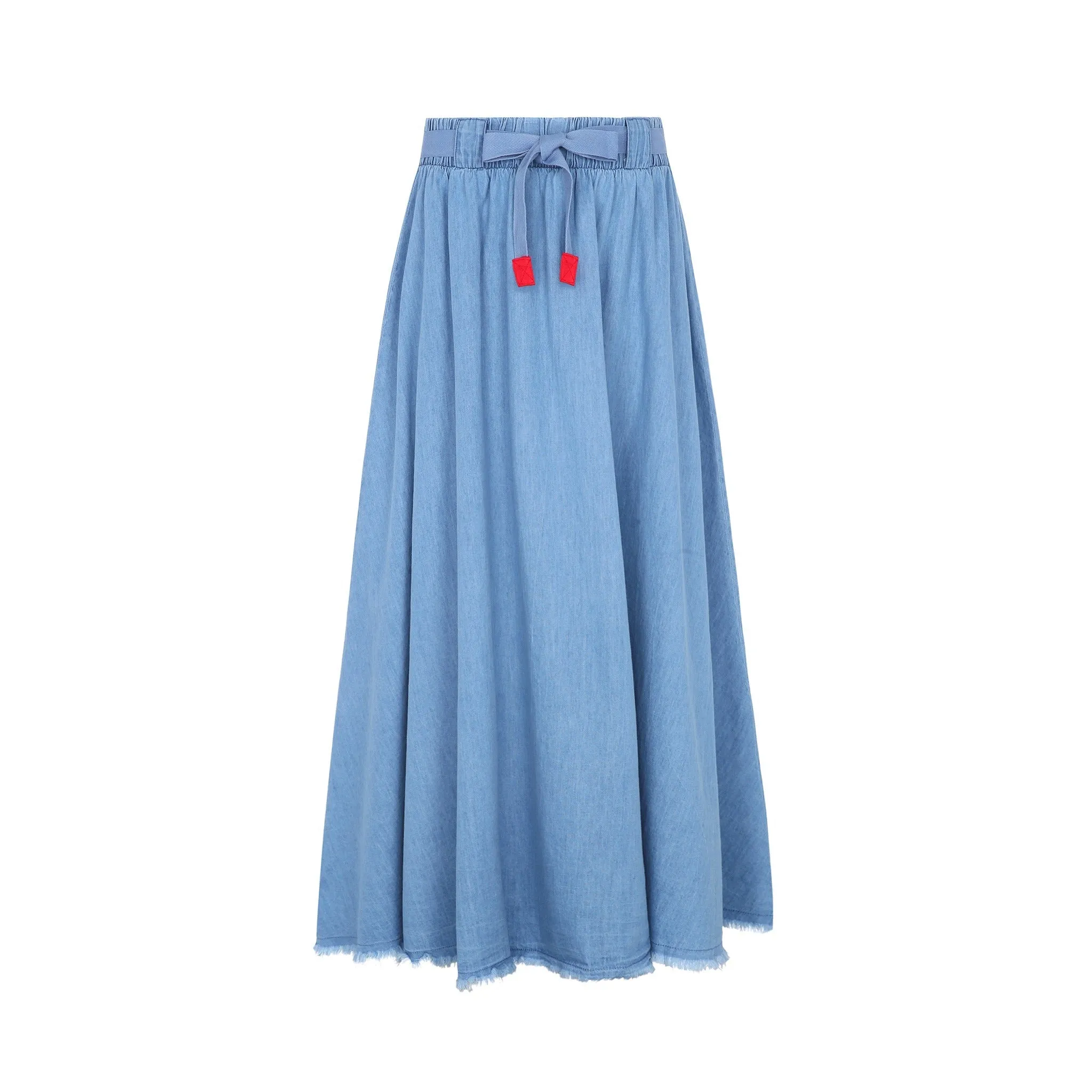 Teen Belted Denim Maxi Skirt