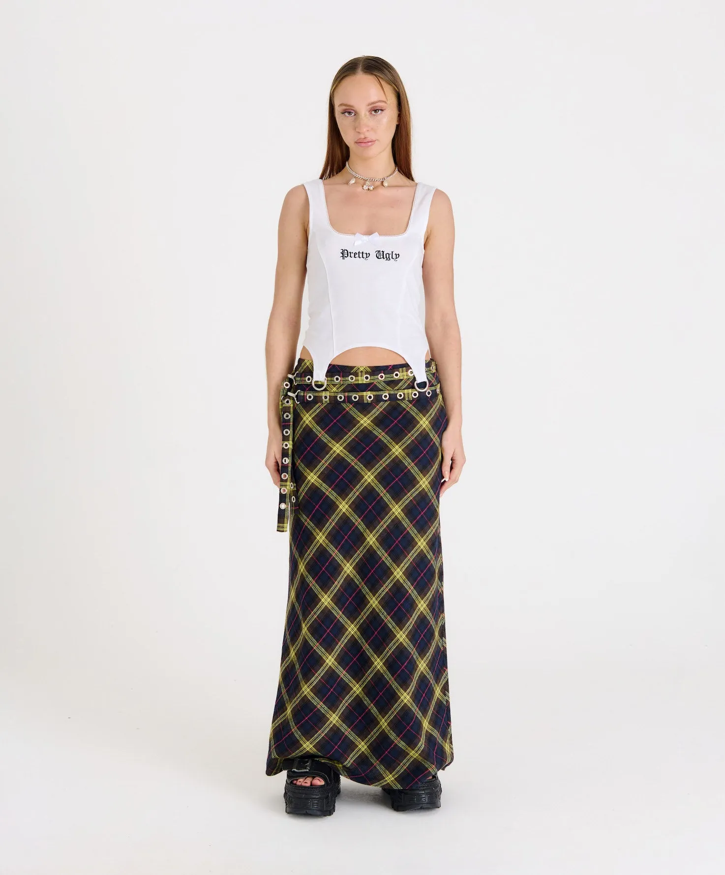 The Ragged Priest Vicious Check Tartan Maxi Skirt