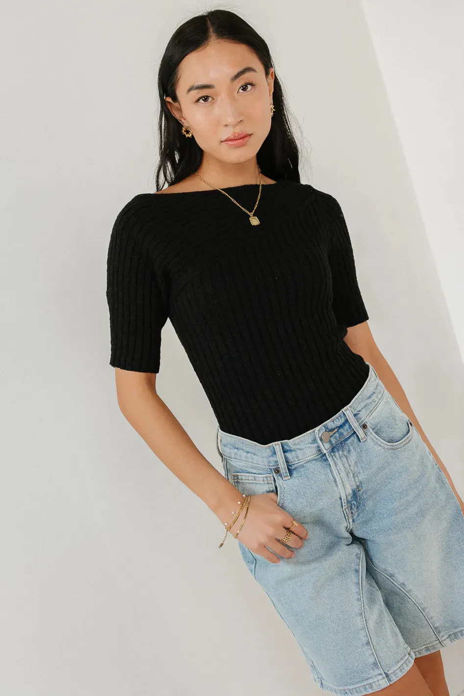 Toni Sweater Top in Black - FINAL SALE