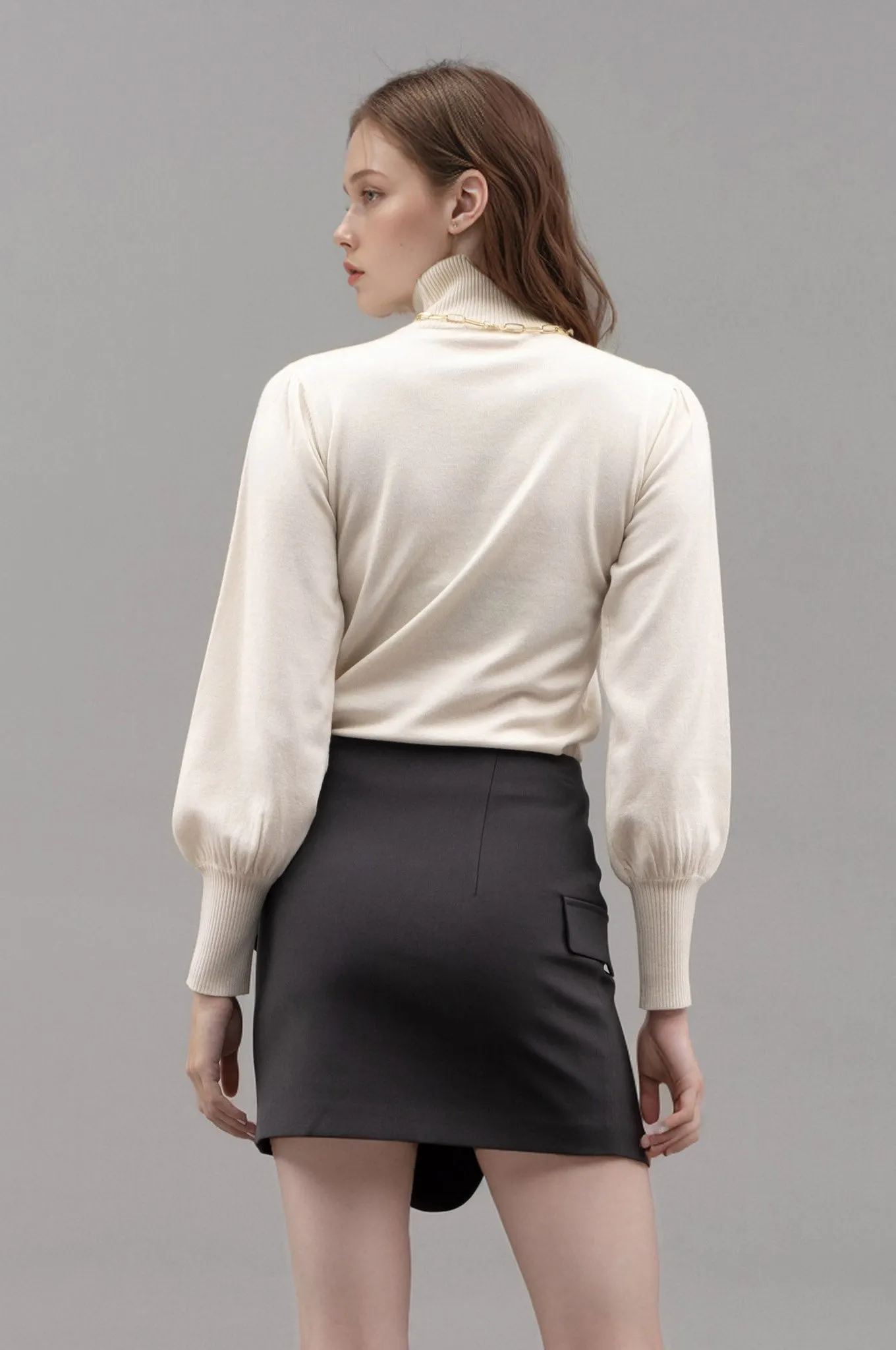 TURTLENECK LONG BISHOP SLEEVE PULLOVER SWEATER