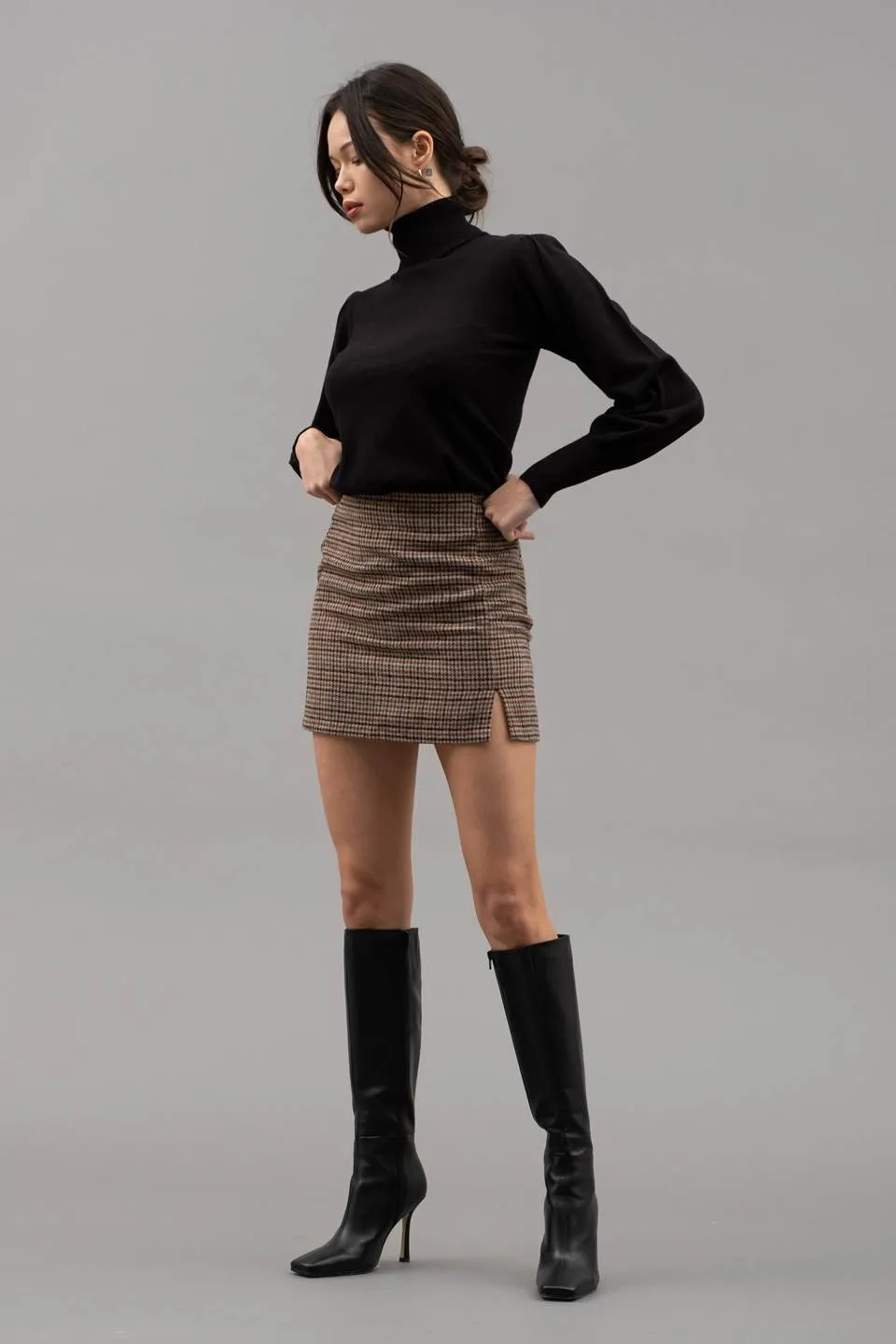 TURTLENECK LONG BISHOP SLEEVE PULLOVER SWEATER