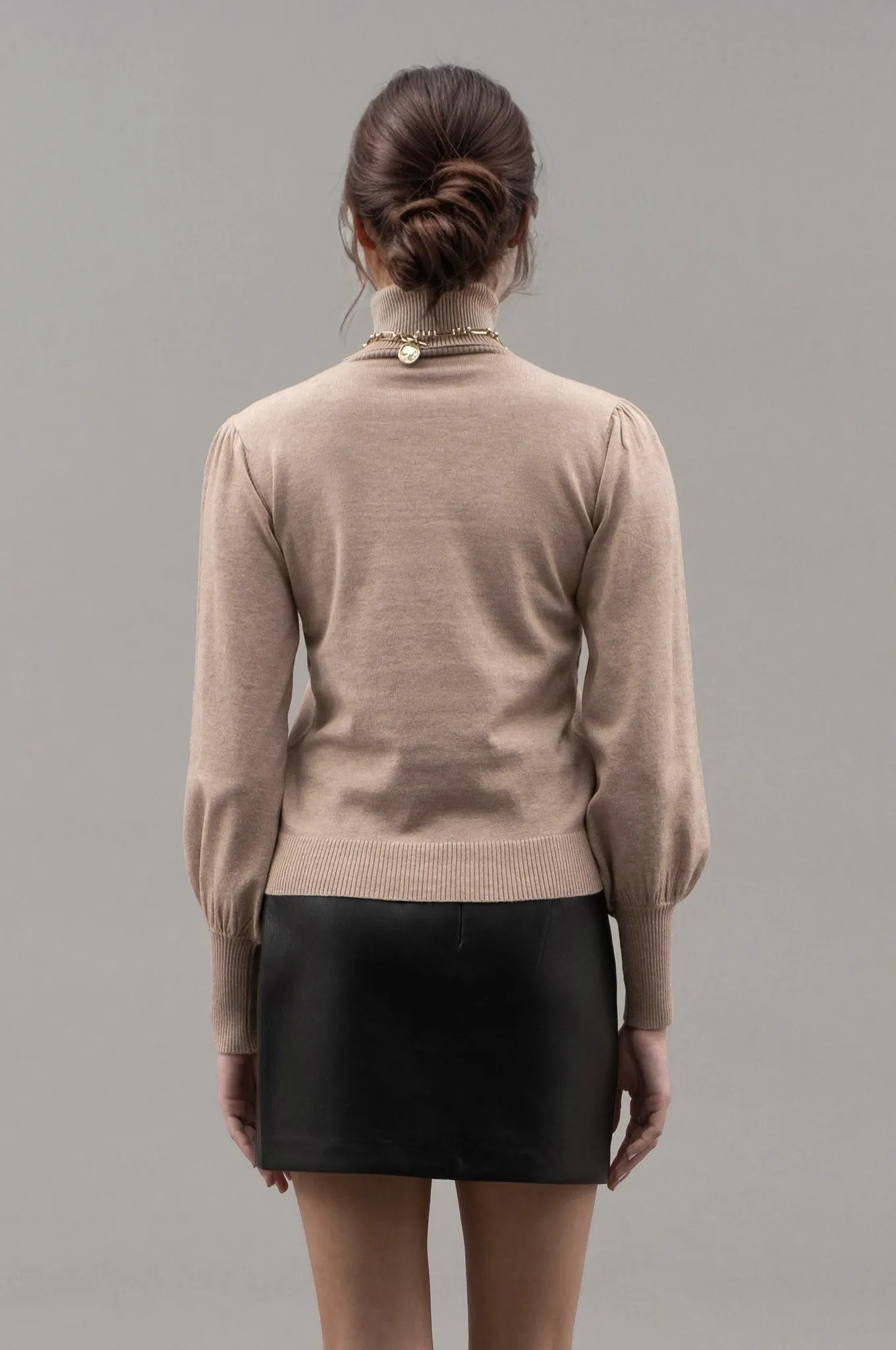TURTLENECK LONG BISHOP SLEEVE PULLOVER SWEATER