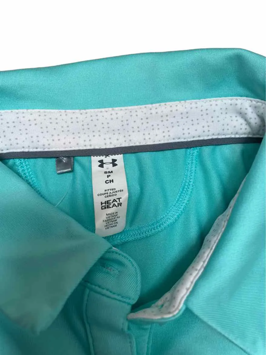 Under Armour Size S Aqua Polyester logo Active Wear Shirt