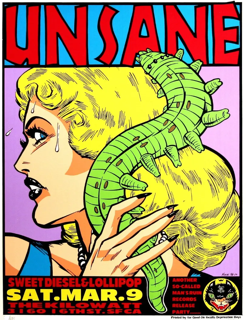 Unsane Sweet Diesel Lollipop 1996 The Kilowatt San Francisco Silkscreen Print by Frank Kozik