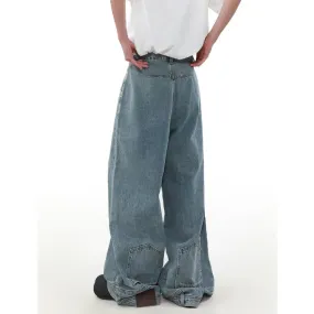 Vintage High Waist Denim Trousers Y2K Pants