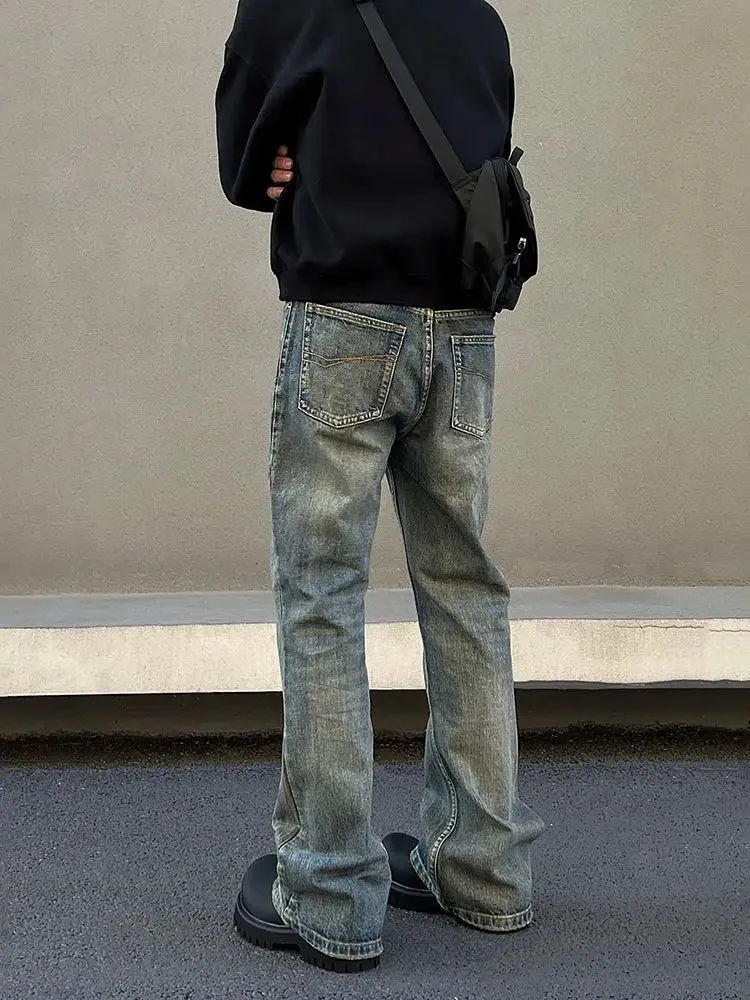 Washed Straight-leg High-waist Jeans