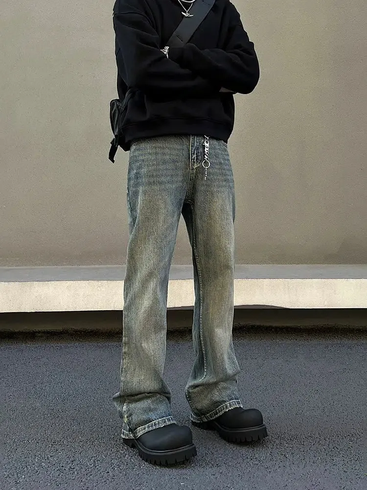 Washed Straight-leg High-waist Jeans