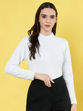 White High Neck Regular Top