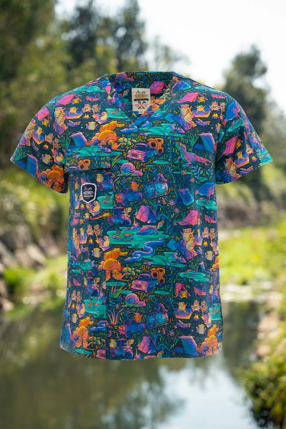 Who Let The Frogs Out Unisex Scrubs Top