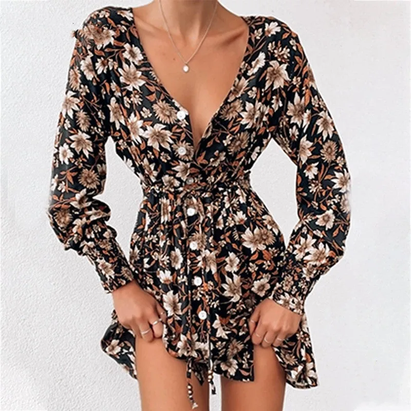 Women Floral Boho Party Dress Sexy Ladies Clothes Dresses, lioness-love