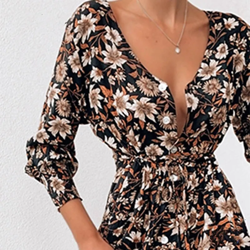 Women Floral Boho Party Dress Sexy Ladies Clothes Dresses, lioness-love