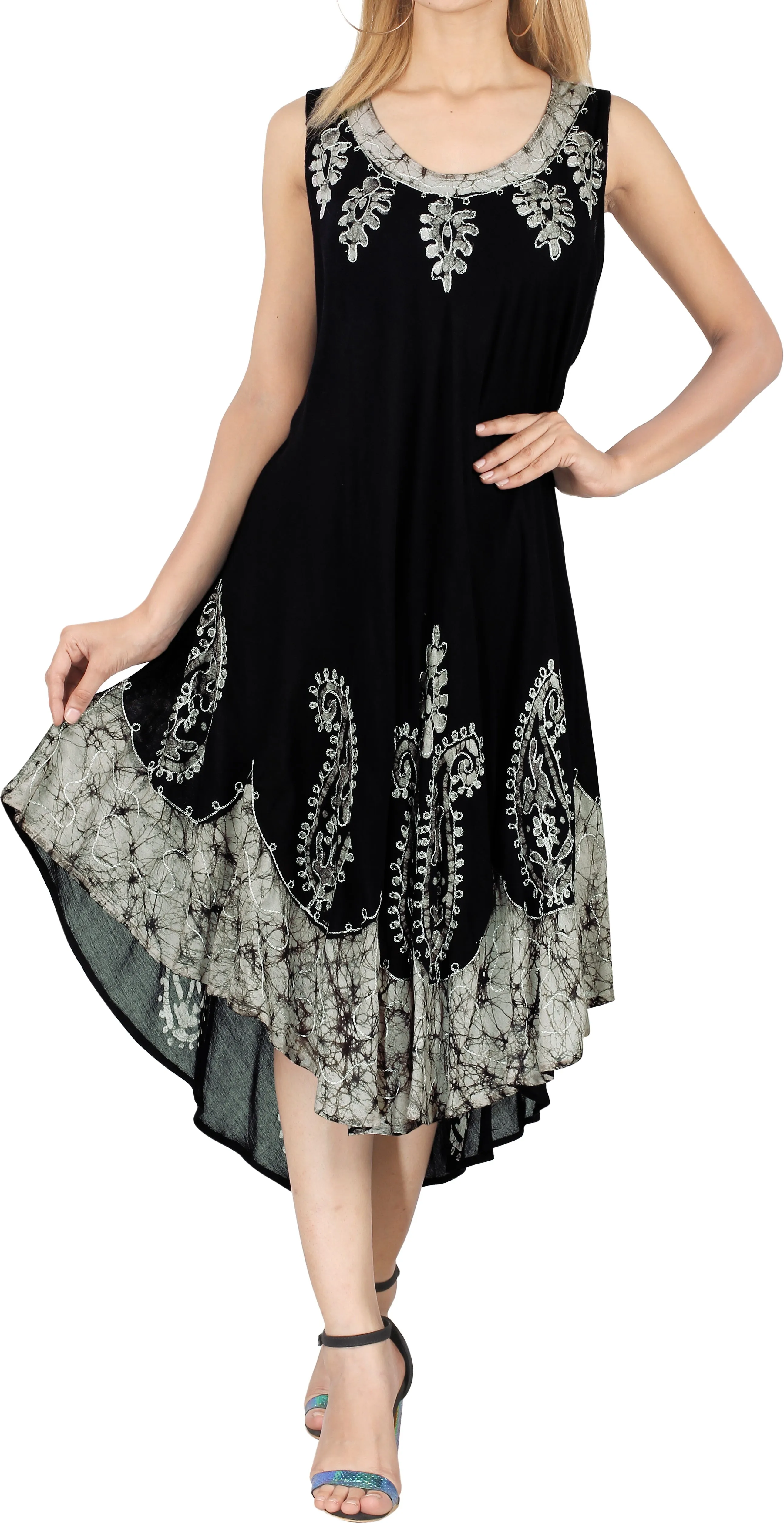 Women's Caftan Cover up Rayon Plus Size MAXI DRESS Cover Up Hand Tie Dye Tank Ca