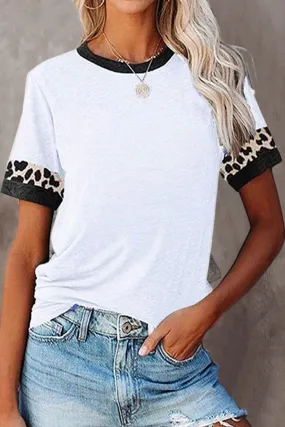 Women's Contrast Sleeve Loose Stitch Tee Shirt