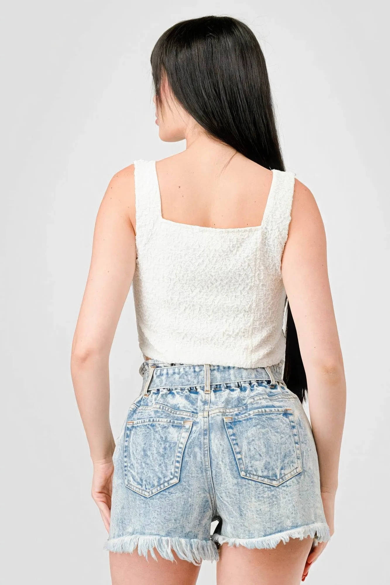 Women's High Fashion Crinkle Stretch Knit Bustier Crop Top