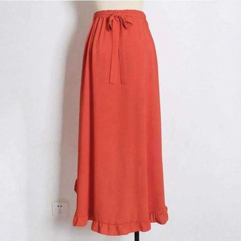 Women's Lace Up Ankle Split Maxi Skirt