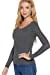 Women's Long Sleeve Round Neck Lace Trim Rib Knit Top
