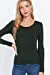 Women's Long Sleeve Round Neck Lace Trim Rib Knit Top