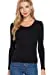Women's Long Sleeve Round Neck Lace Trim Rib Knit Top