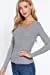 Women's Long Sleeve Round Neck Lace Trim Rib Knit Top