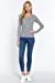 Women's Long Sleeve Round Neck Lace Trim Rib Knit Top