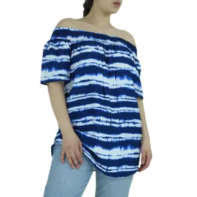 Women's Printed Top,Navy/White